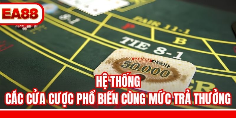 Hệ thống các cửa cược phổ biến cùng mức trả thưởng